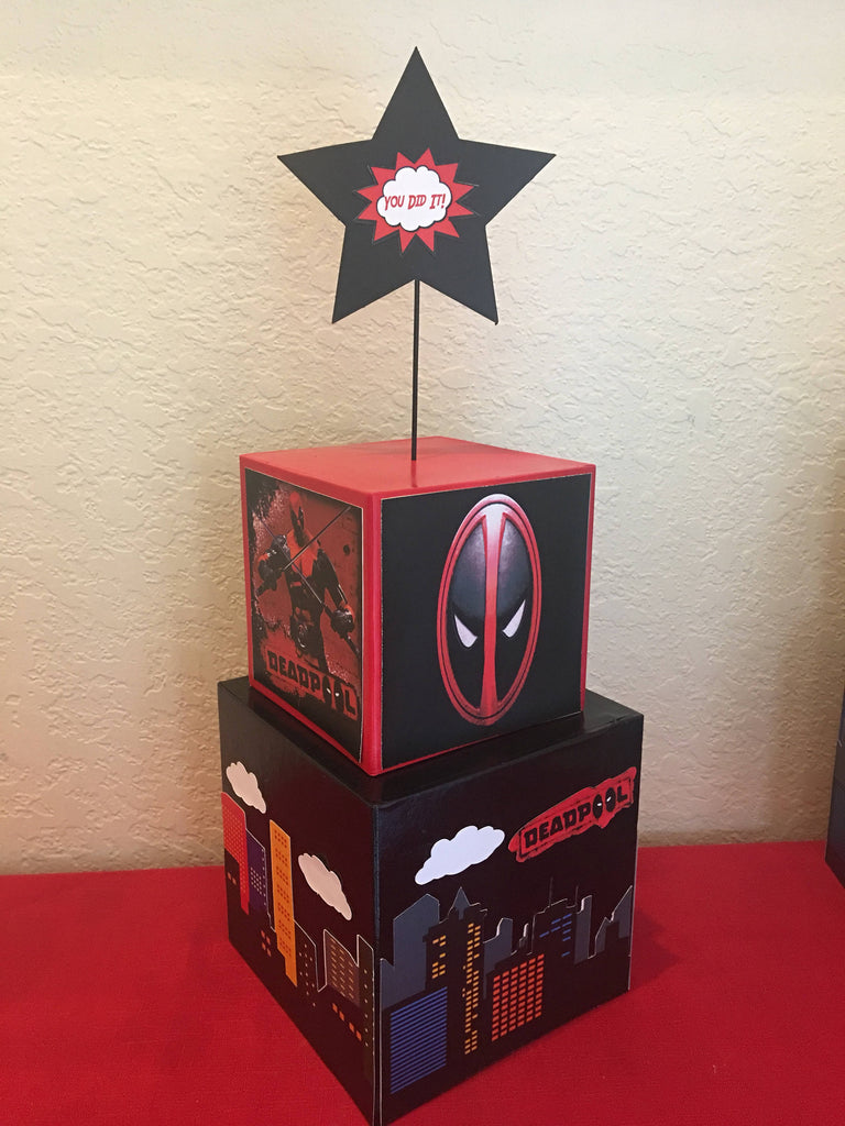 Deadpool, superhero Inspired Centerpiece Batman, Superman, wolverine superhero party supplies, superhero party decorations, superhero event