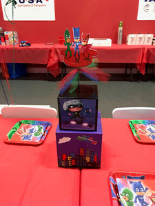 PJ Mask Inspired Centerpiece, PJ Mask Party decorations, PJ Mask Party Supplies, Owlette. Gekko, Catboy, Romero, Luna Girl, Night Ninja