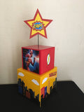 Flash superhero Centerpiece, superhero party, Batman, Superman, wolverine, deadpool, superhero party supplies, superhero party decorations