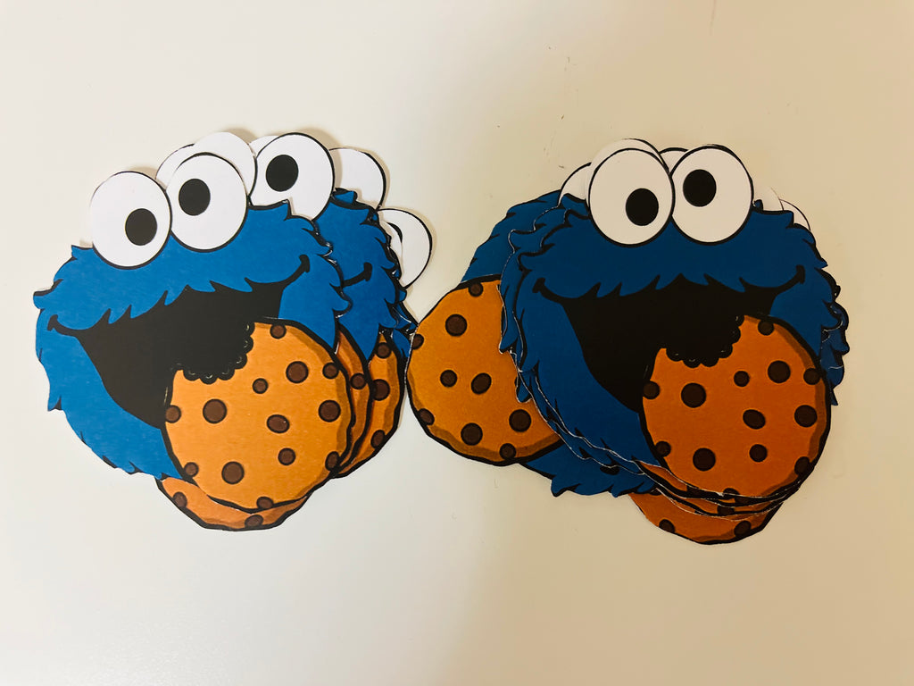 Cookie Monster cut outs Face with cookie (12), Sesame Street party