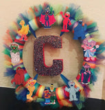Sesame Street Wreath Letter or Number, Sesame Street party decorations