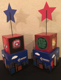 Avenger Superhero Inspired Centerpiece, Superhero Centerpiece, superhero party decorations, superhero center piece, Captain America, Iron Man