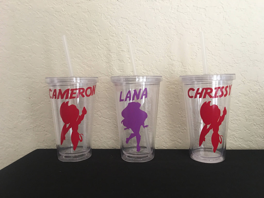 DC superhero girl party favor, Personalized Plastic Tumbler Cup with Lid & Straw Gift, girl Party Favors, DC superhero party, DC superhero