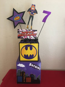 Batgirl DC SuperHero Girl Centerpiece, batgirl superhero centerpiece, batgirl DC superhero party supplies
