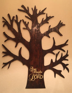 Thanksgiving Tree, Giving Thanks Tree, Hand Made Wooden Family Tree, Family Tree, Holiday Gift Ideas