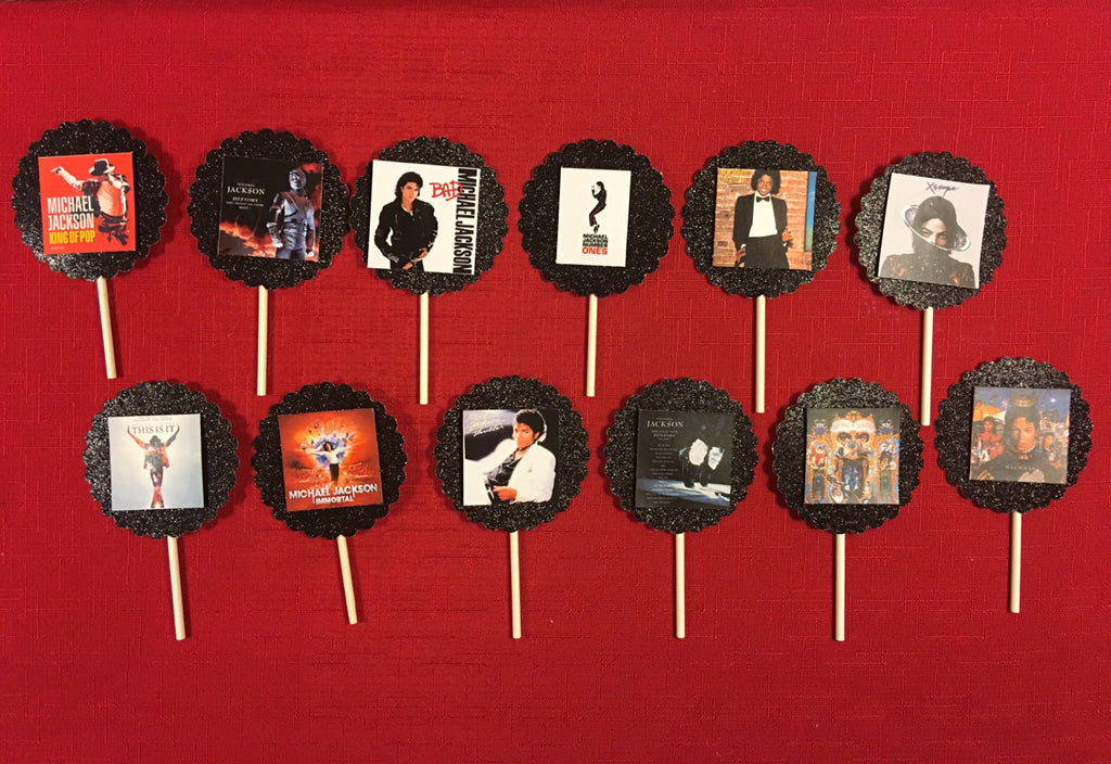 Michael Jackson Album Covers Inspired Cupcake Toppers (10), Michael Jackson birthday decorations, Michael Jackson cupcake toppers