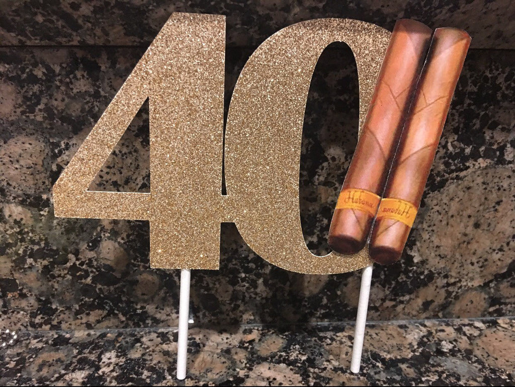 Men's 40th Birthday Cake Topper, Women's 40th birthday cake topper, Glitter cake topper, 40th centerpiece, 40th birthday party decorations