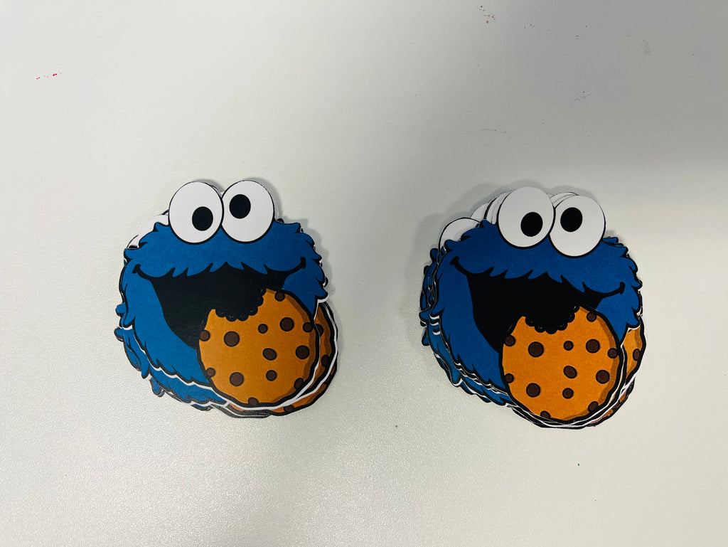 Cookie Monster cut outs Face with cookie (12), Sesame Street party dec ...
