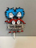 Thing 1 and 2, Dr Seuss Cake topper with wooden #1, Dr Seuss decorations, Dr Seuss Party supplies, Seuss cake topper, thing 1 thing 2 decor