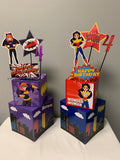 Batgirl DC SuperHero Girl Centerpiece, Batgirl DC superhero party supplies, DC Superhero girl theme