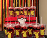Pokemon inspired Personalized Plastic Tumbler Cup w/ Lid & Straw, Pokemon Party Favors, Pokemon Go