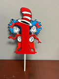 Thing 1 and 2, Dr Seuss Cake topper with wooden #1, Dr Seuss decorations, Dr Seuss Party supplies, Seuss cake topper, thing 1 thing 2 decor