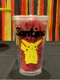 Pokemon inspired Personalized Plastic Tumbler Cup w/ Lid & Straw, Pokemon Party Favors, Pokemon Go